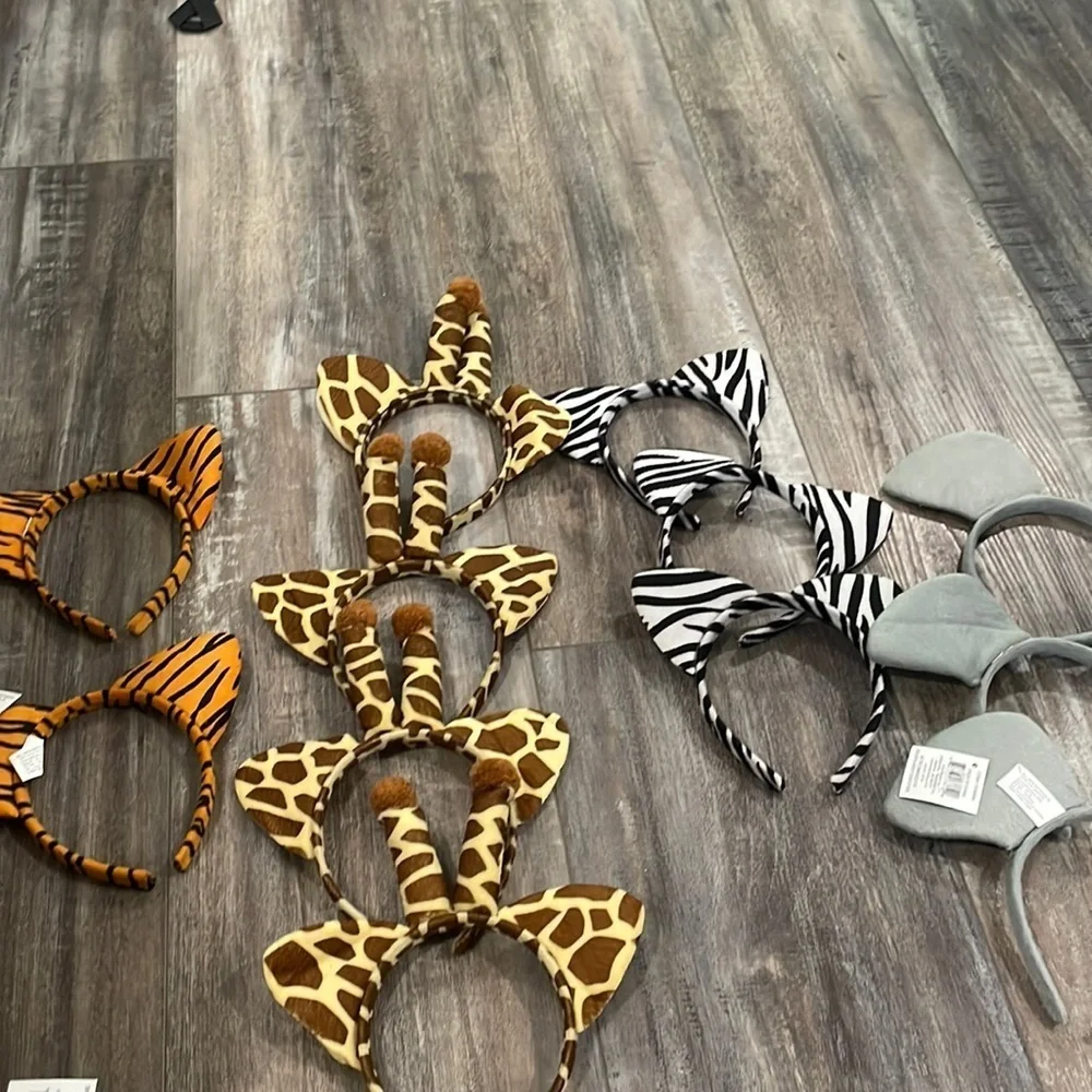 Animal Ears headband lot tiger, giraffe, zebra, elephant
